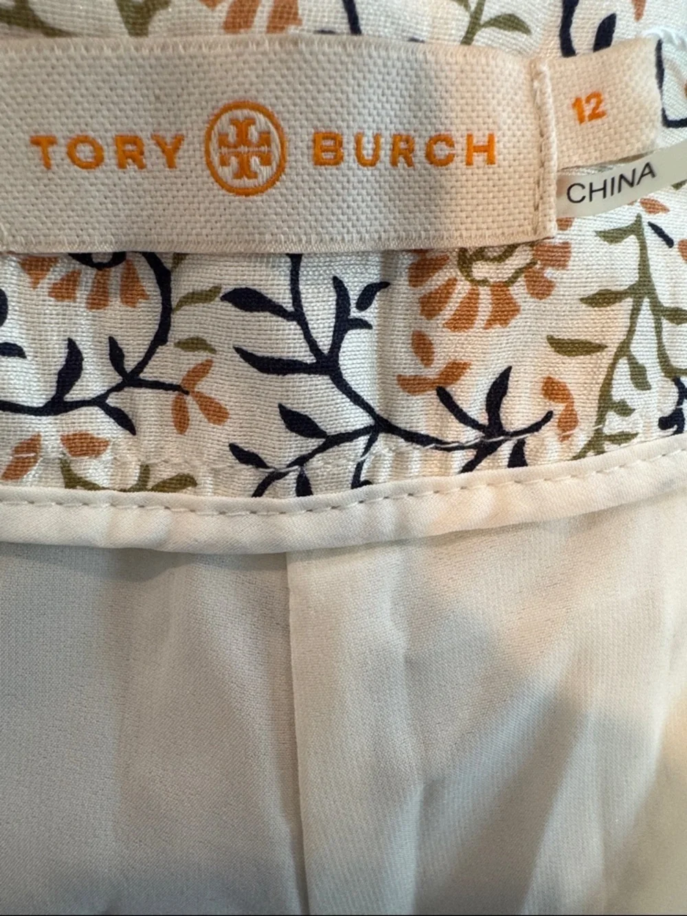 NWT Tory Burch Frances Floral Silk Straight-Leg Pants Daisy New Ivory Sz 12